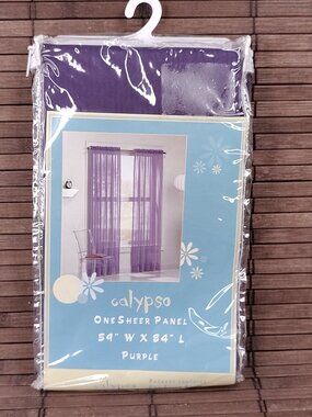 Calypso One Sheer Purple Curtain Panel 59" Wide x 84" Long